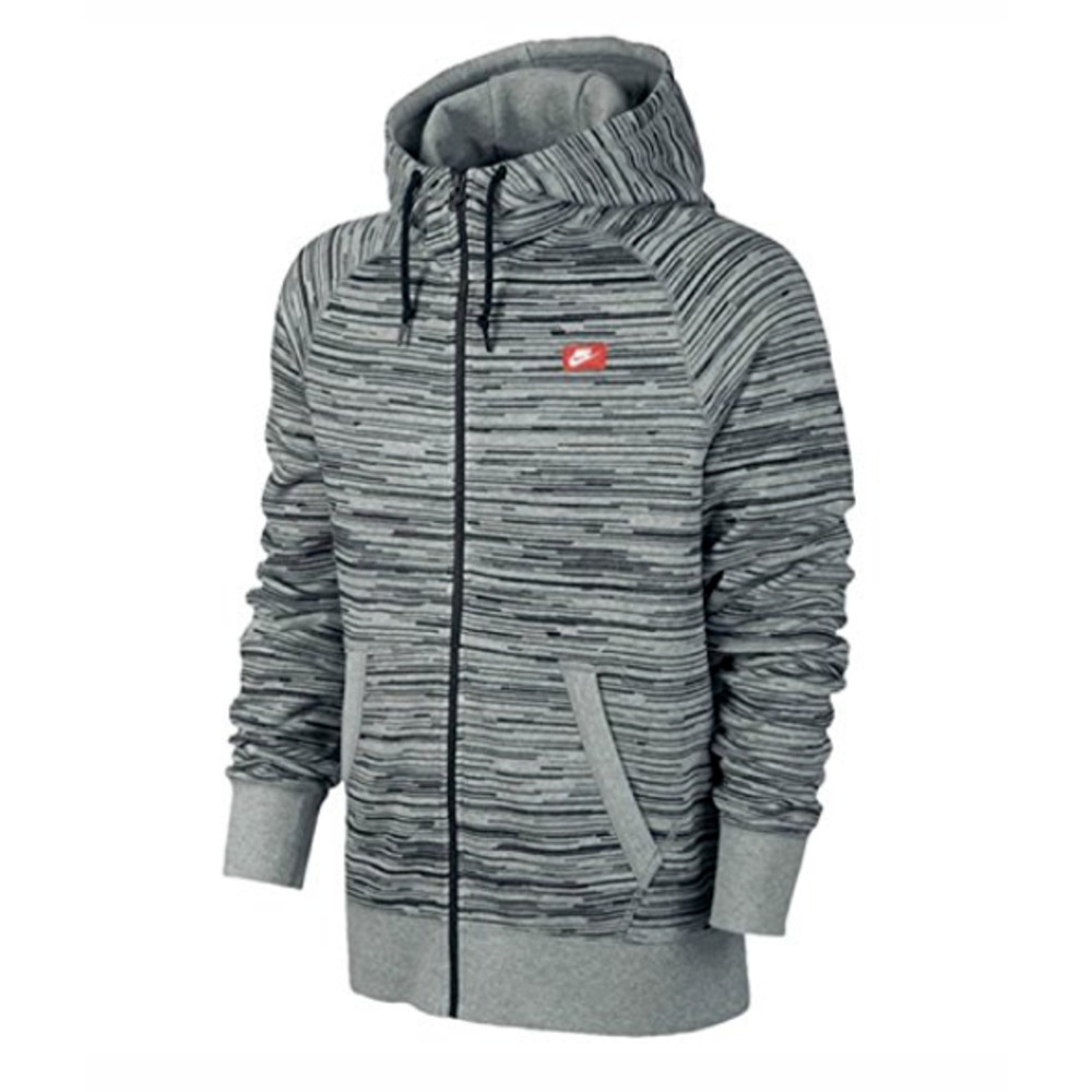 Nike Men's AW77 AOP Speed Stripe Full-zip Hoodie Heather Gray Mens XL